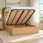 Zafran Messmate Timber Gas Lift Storage Bed with Bookcase Headboard - Chocolate Wood