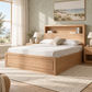 Zafran Messmate Timber Gas Lift Storage Bed with Bookcase Headboard - Chocolate Wood