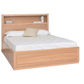 Zafran Messmate Timber Gas Lift Storage Bed with Bookcase Headboard - Chocolate Wood