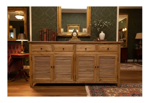 PALM BEACH BUFFET/SIDEBOARD 4 DOORS 4 DRAWERS LOUVRE STYLE IN SOLID OAK - MyChocolateWood