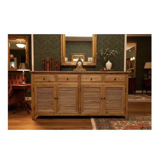PALM BEACH BUFFET/SIDEBOARD 4 DOORS 4 DRAWERS LOUVRE STYLE IN SOLID OAK - MyChocolateWood
