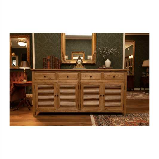 PALM BEACH BUFFET/SIDEBOARD 4 DOORS 4 DRAWERS LOUVRE STYLE IN SOLID OAK