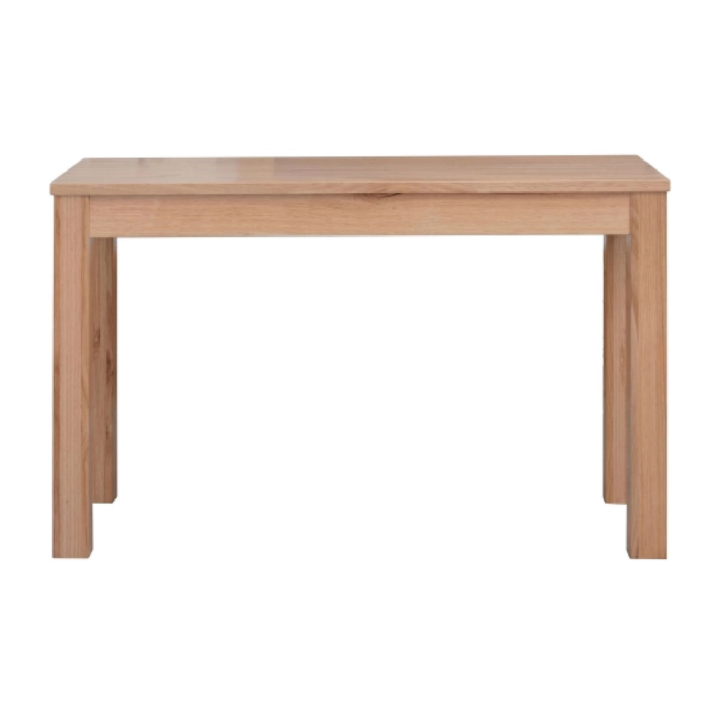 Zafran Messmate Timber Writing Desk in Natural 120cm styled in a light coastal home office - Chocolate Wood