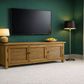 PALM BEACH TV/ENTERTAINMENT UNIT 3 DOORS LOUVRE STYLE IN SOLID OAK - MyChocolateWood