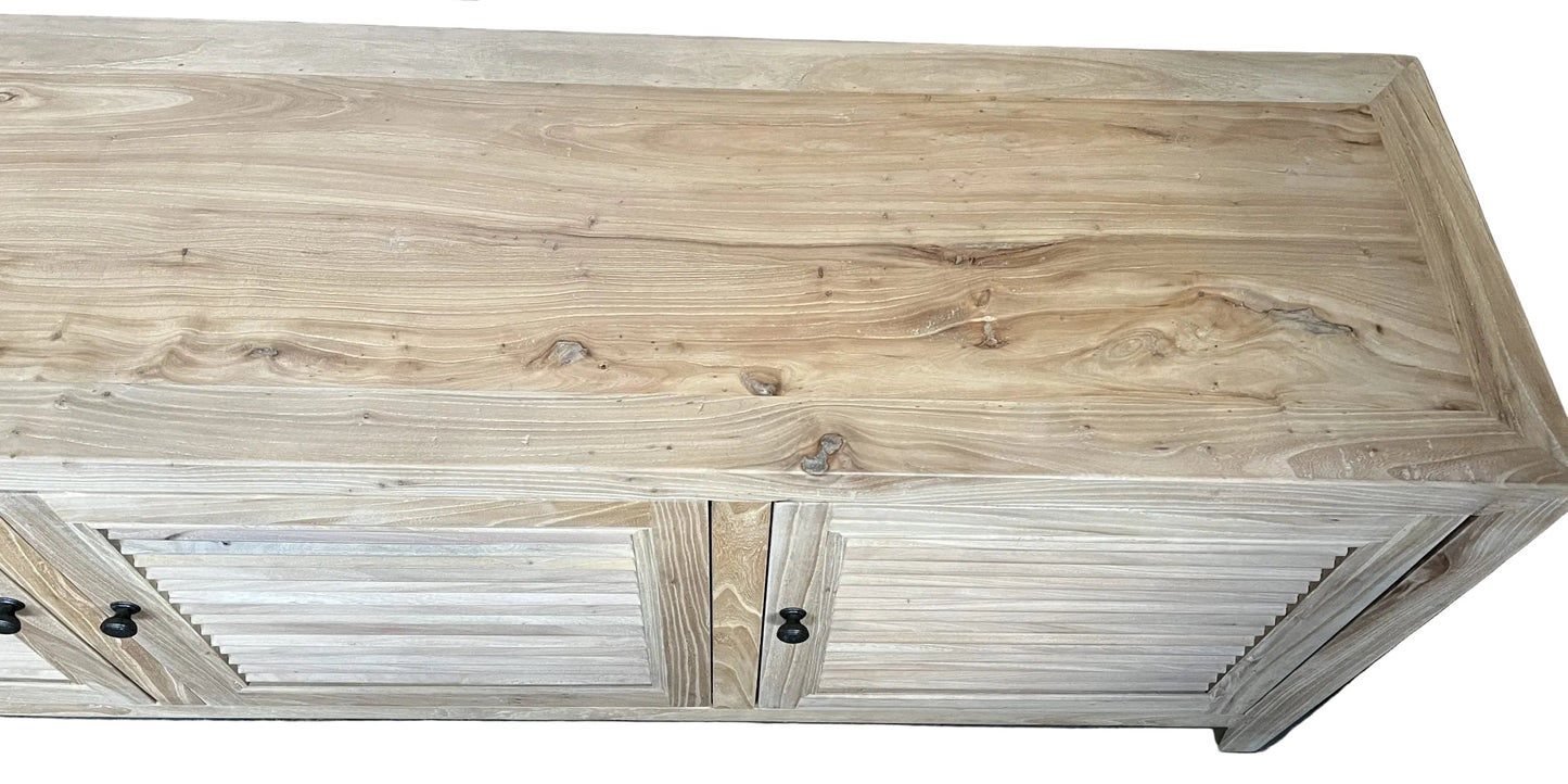 VILLA 3 DOORS LOUVRE STYLE TV/ENTERTAINMENT UNIT IN RECYCLED ELM 160CM - MyChocolateWood