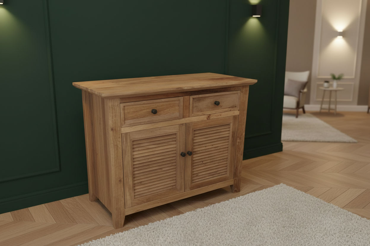 VILLA RUSTIC LOUVRE STYLE BUFFET/SIDEBOARD WITH 2 DOORS & 2 DRAWERS  - MyChocolateWood