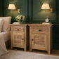 Pair of Villa Rustic louvre style bedside tables with one drawer and door in recycled elm by MyChocolateWood.