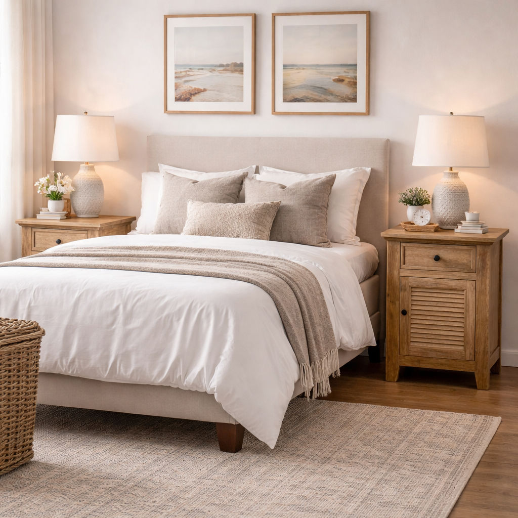 Pair of Villa rustic louvre style bedside tables with one drawer and one door in recycled elm by MyChocolateWood.