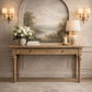 MORO RECYCLED ELM RUSTIC CONSOLE/HALL TABLE 2 DRAWERS PARQUETRY TOP 140CM - MyChocolateWood