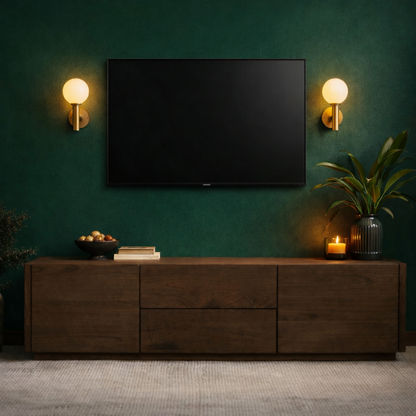 Gatsby Solid Mindi Timber 2-Door 2-Drawer TV Unit 190cm in Walnut - Chocolate Wood