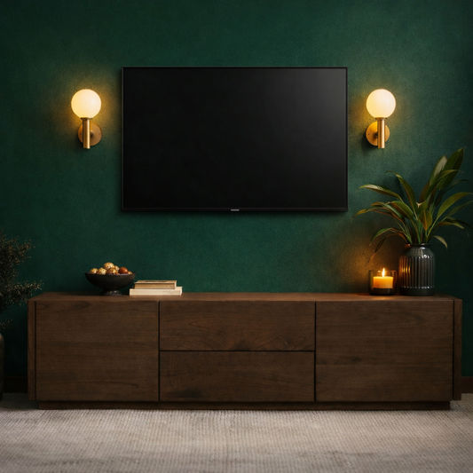 GATSBY 190CM MINDI WOOD 2 DOOR 2 DRAWER TV UNIT, WALNUT - MyChocolateWood