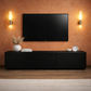Gatsby Solid Mindi Timber 2-Door 2-Drawer TV Unit 190cm in Black - Chocolate Wood