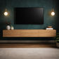 CLAUDE FEATURED TASSIE OAK TV/ENTERTAINMENT UNIT 2 DRAWERS & CENTER DROP DOWN - FLOOR STOCK CLEARANCE - MyChocolateWood