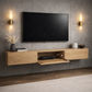 CLAUDE FEATURED TASSIE OAK TV/ENTERTAINMENT UNIT 2 DRAWERS & CENTER DROP DOWN - FLOOR STOCK CLEARANCE - MyChocolateWood