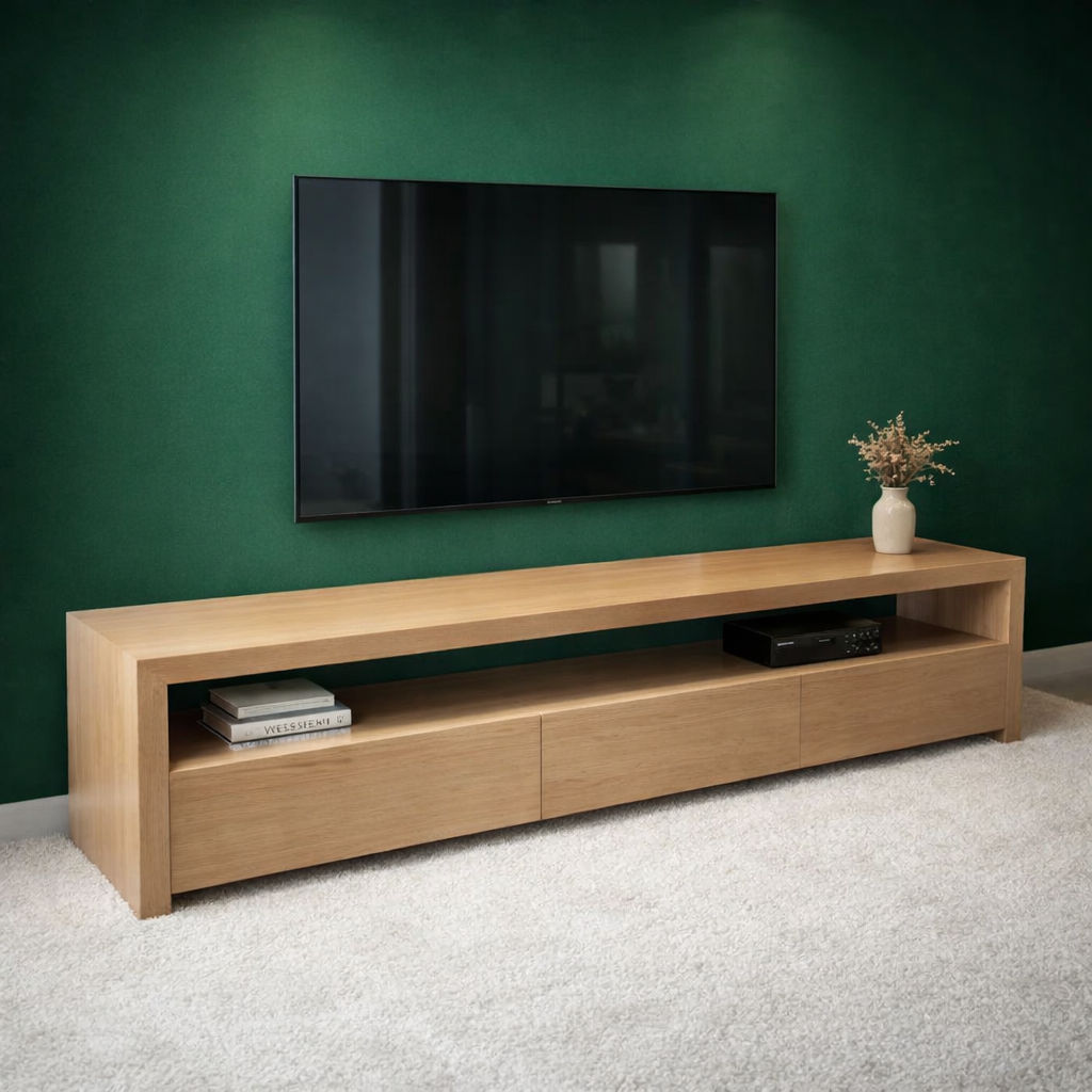 LANNA LOWLINE 3 DRAWER TV/ENTERTAINMENT UNIT IN TASSIE OAK - MyChocolateWood