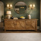 LENNON RUSTIC PROVINCIAL RECYCLED ELM TV UNIT PARQUETRY PATTERN 3 DOORS - MyChocolateWood