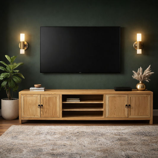 BORDEAUX SOLID ELM WOOD TV UNIT 200CM - MyChocolateWood