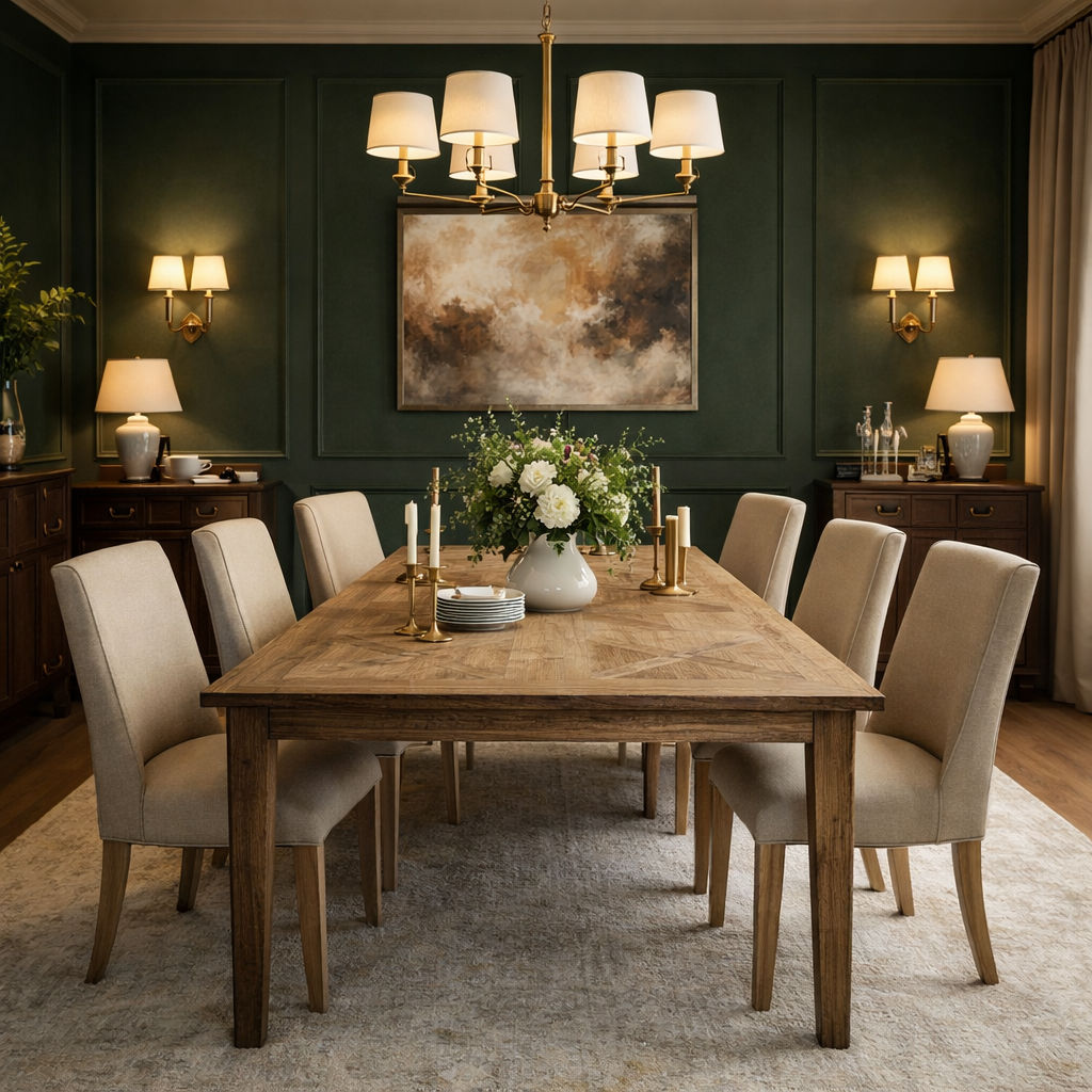 LENNON RUSTIC PROVINCIAL RECYCLED ELM PARQUETRY TOP DINING TABLE RECTANGULAR - 4 SIZES - MyChocolateWood