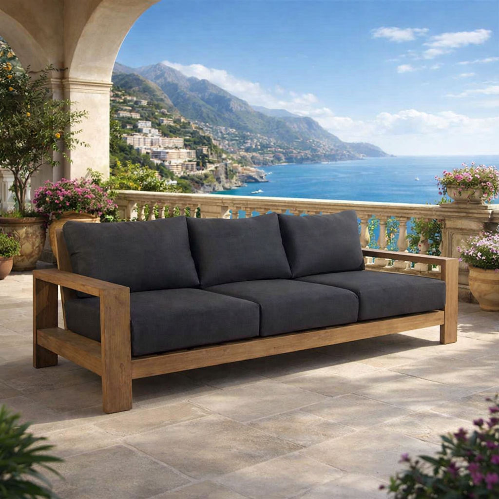 ALANYA HAMPTONS OUTDOOR 3-SEATER SOFA SETTEE EUCALYPTUS FRAME DARK CHARCOAL (Copy) - MyChocolateWood