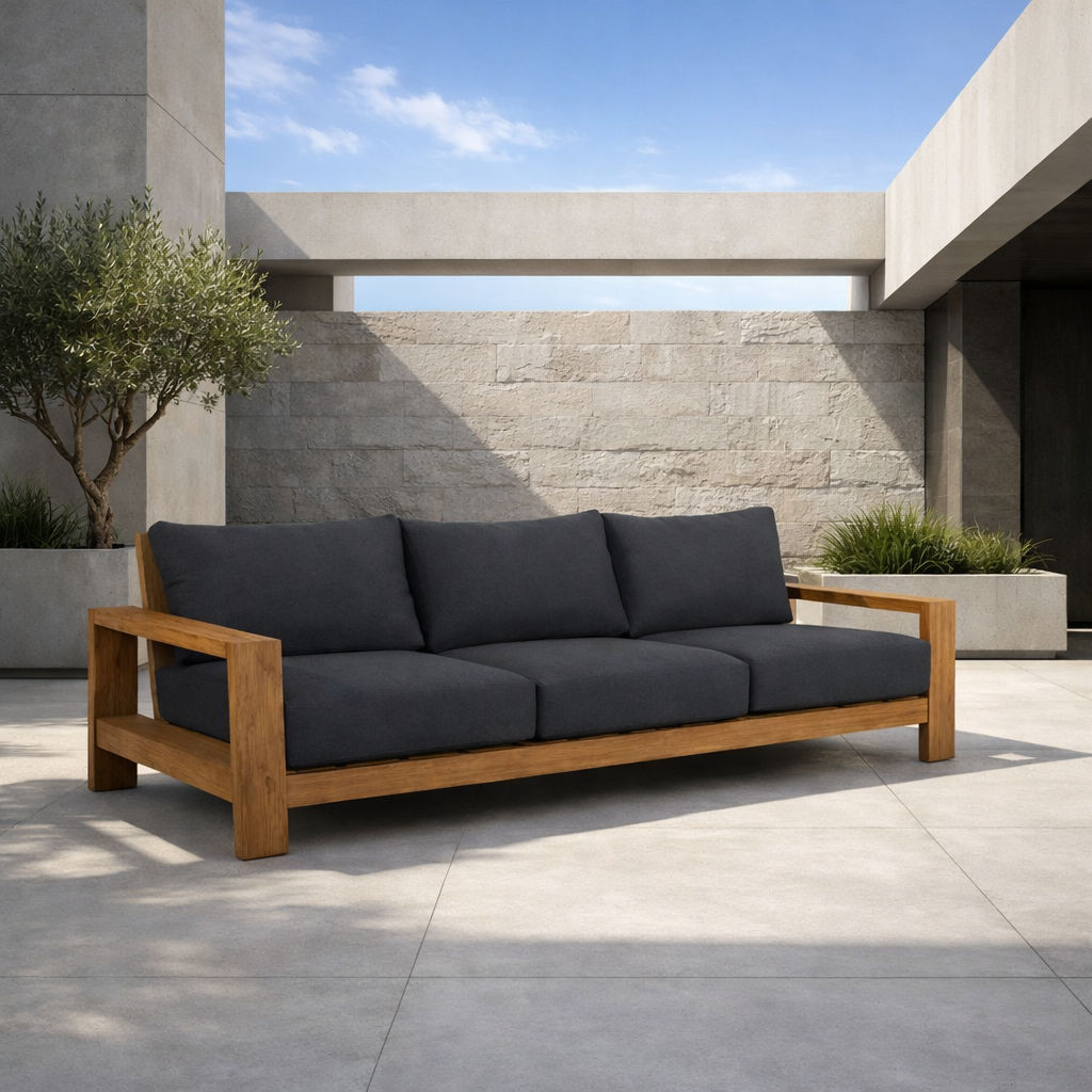 ALANYA HAMPTONS OUTDOOR 3-SEATER SOFA SETTEE EUCALYPTUS FRAME DARK CHARCOAL (Copy) - MyChocolateWood