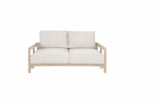 ALANYA HAMPTONS OUTDOOR 2-SEATER SOFA SETTEE EUCALYPTUS FRAME WHITEWASH - MyChocolateWood