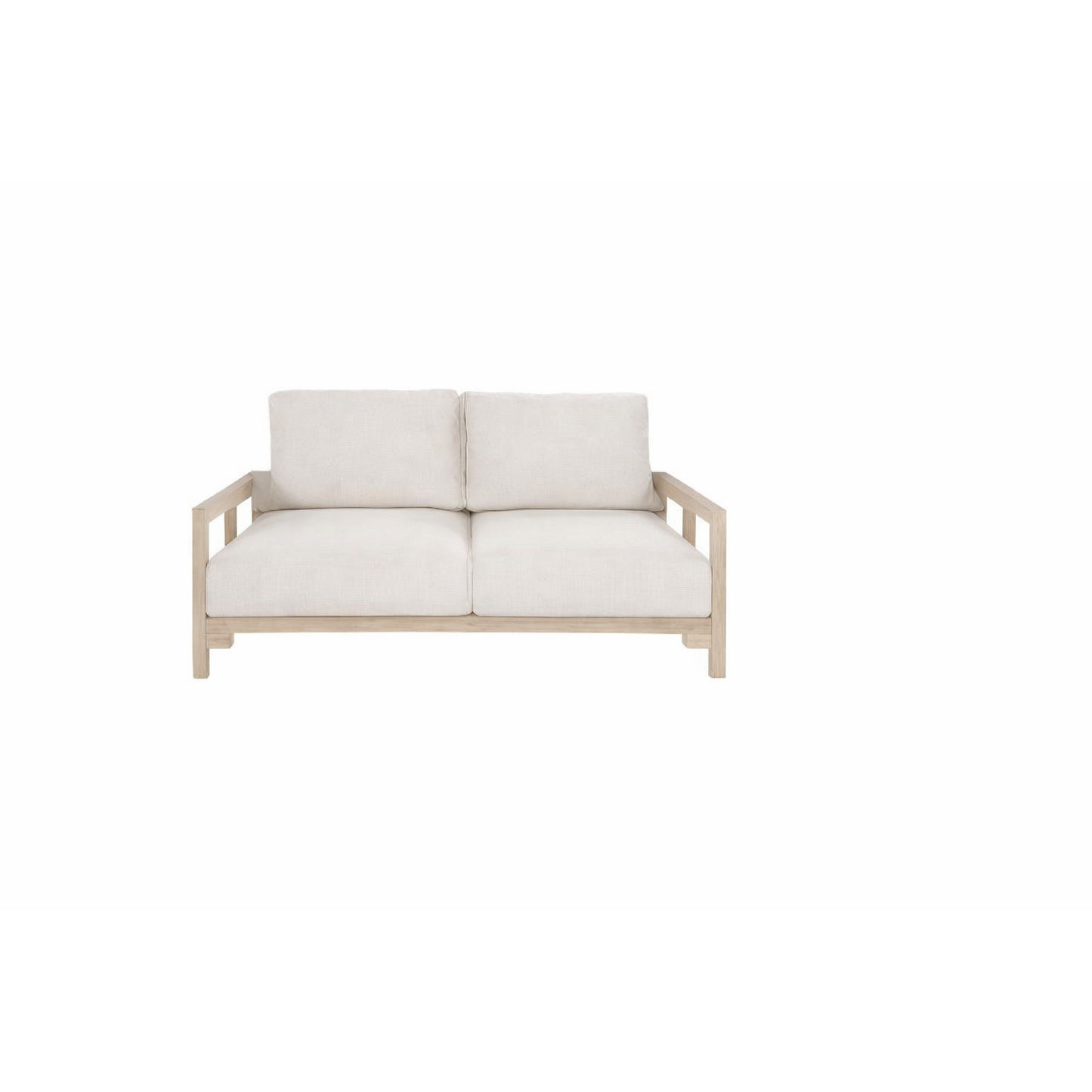 Alanya Hamptons Outdoor 2-Seater Sofa Settee Eucalyptus Frame in Whitewash - Chocolate Wood