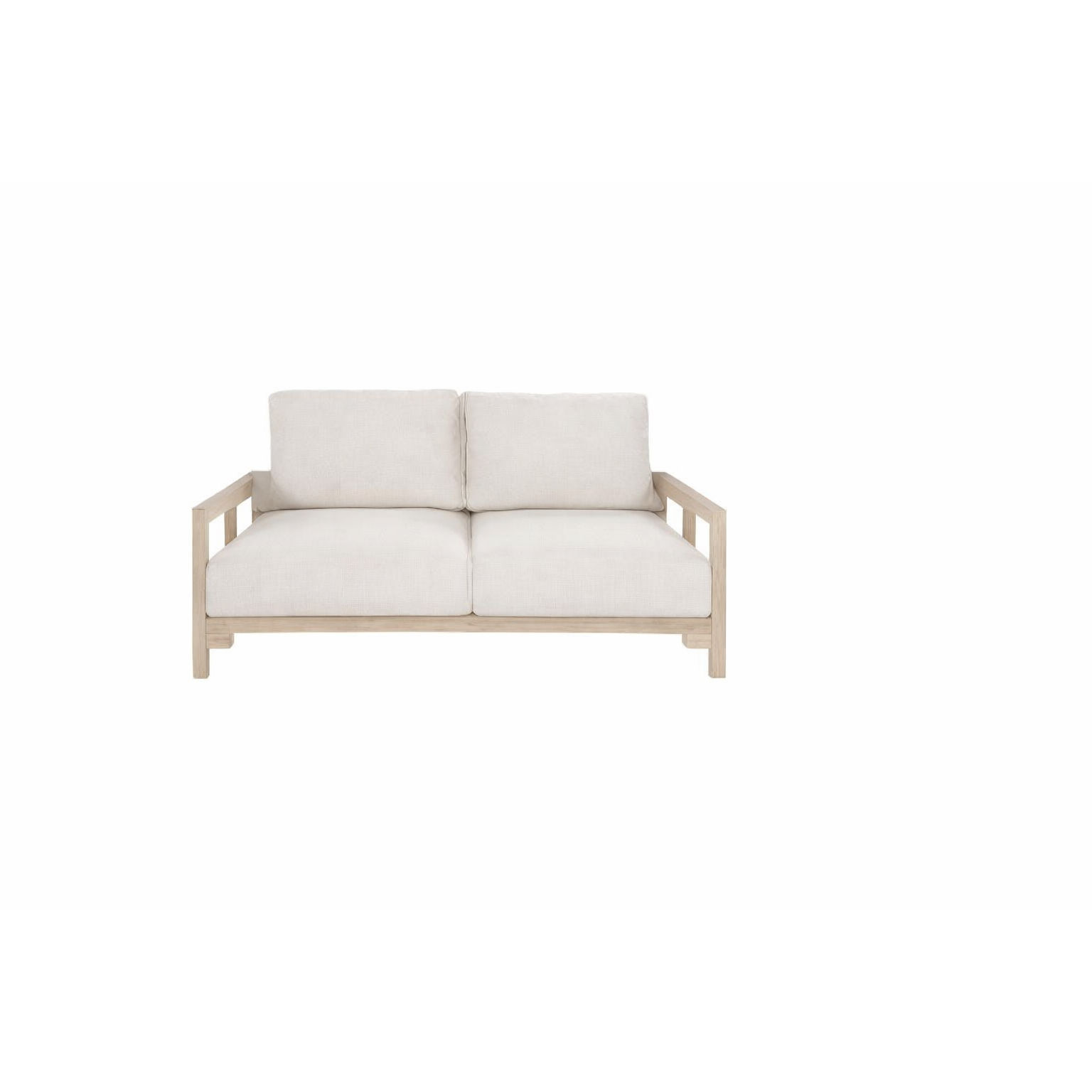 Alanya Hamptons Outdoor 2-Seater Sofa Settee Eucalyptus Frame in Whitewash - Chocolate Wood