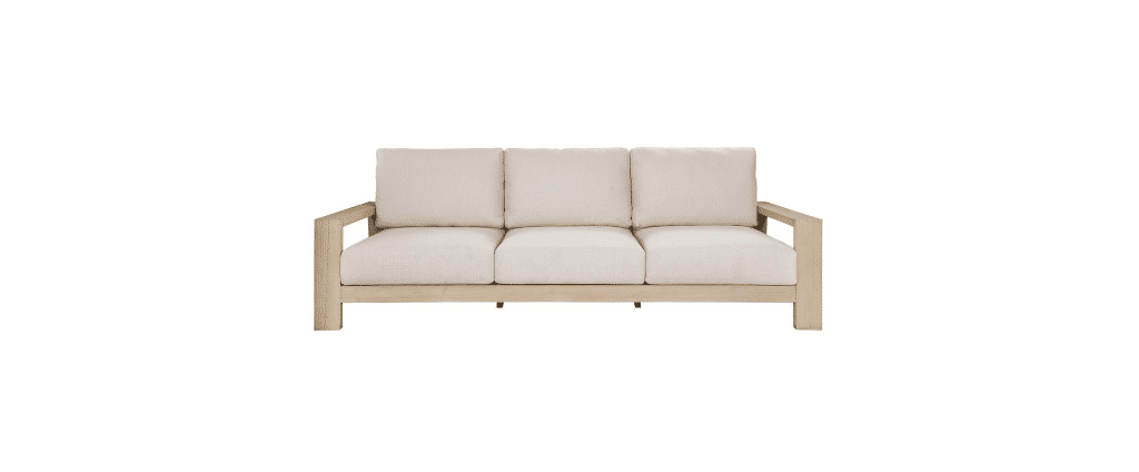 Alanya Hamptons Outdoor 3-Seater Sofa Settee Eucalyptus Frame in Whitewash - Chocolate Wood
