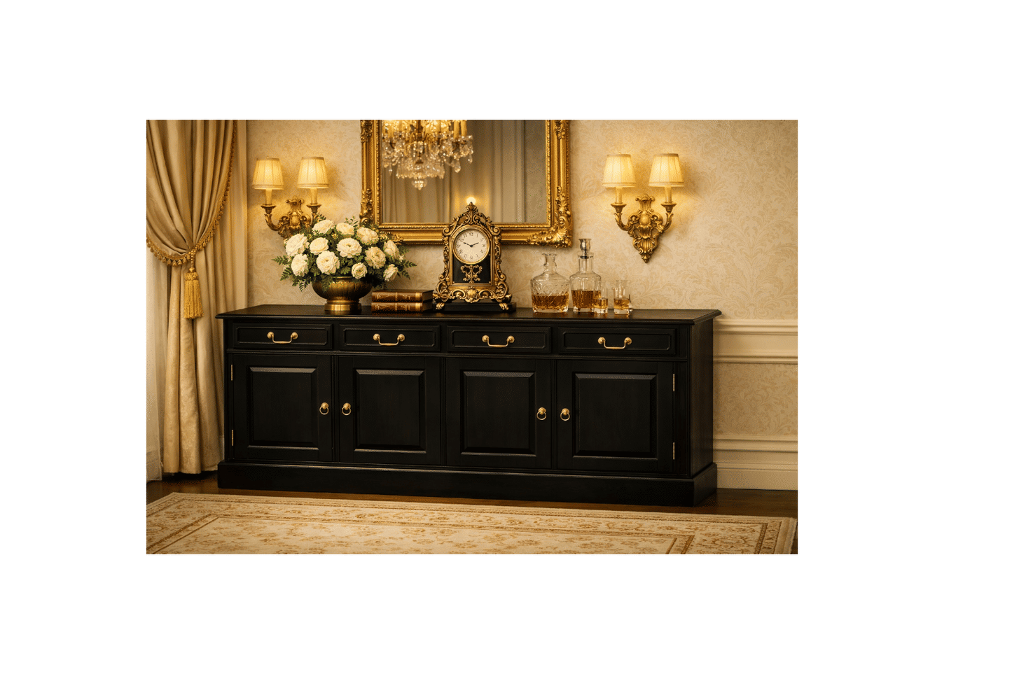 TASMANIA SOLID MAHOGANY BUFFET SIDEBOARD 4 DOORS AND 4 DRAWERS IN CHOCOLATE - MyChocolateWood
