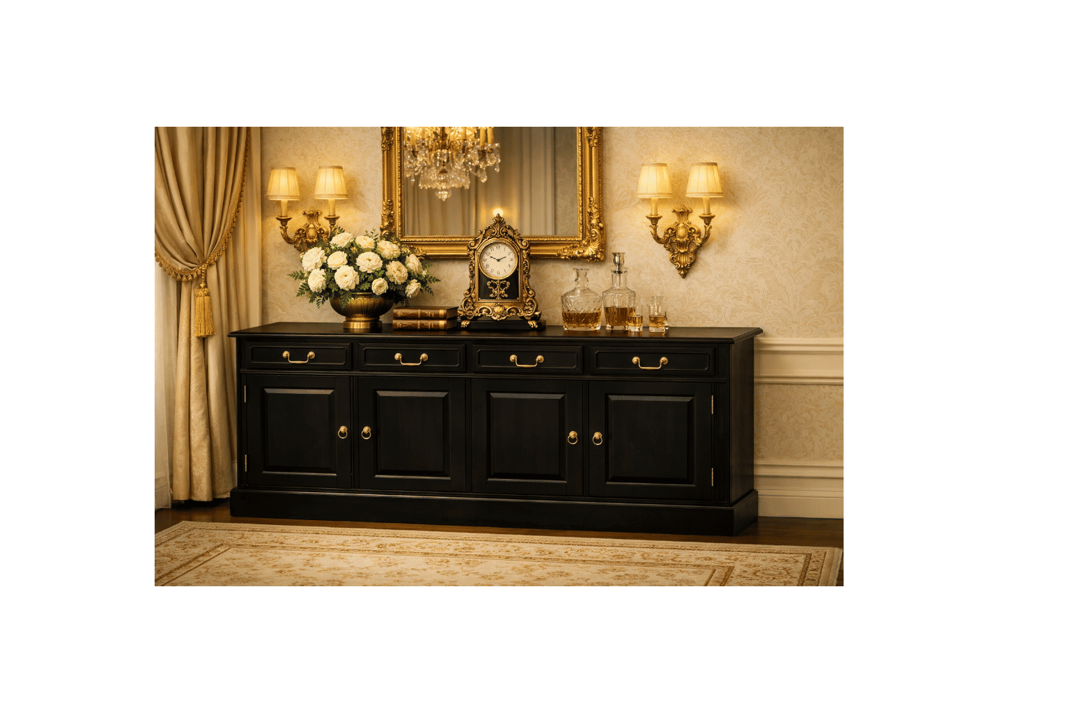 TASMANIA SOLID MAHOGANY BUFFET SIDEBOARD 4 DOORS AND 4 DRAWERS IN CHOCOLATE - MyChocolateWood