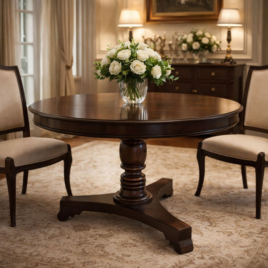 Rosmarie Queen Ann Round Dining Table 120cm in Chocolate - Chocolate Wood