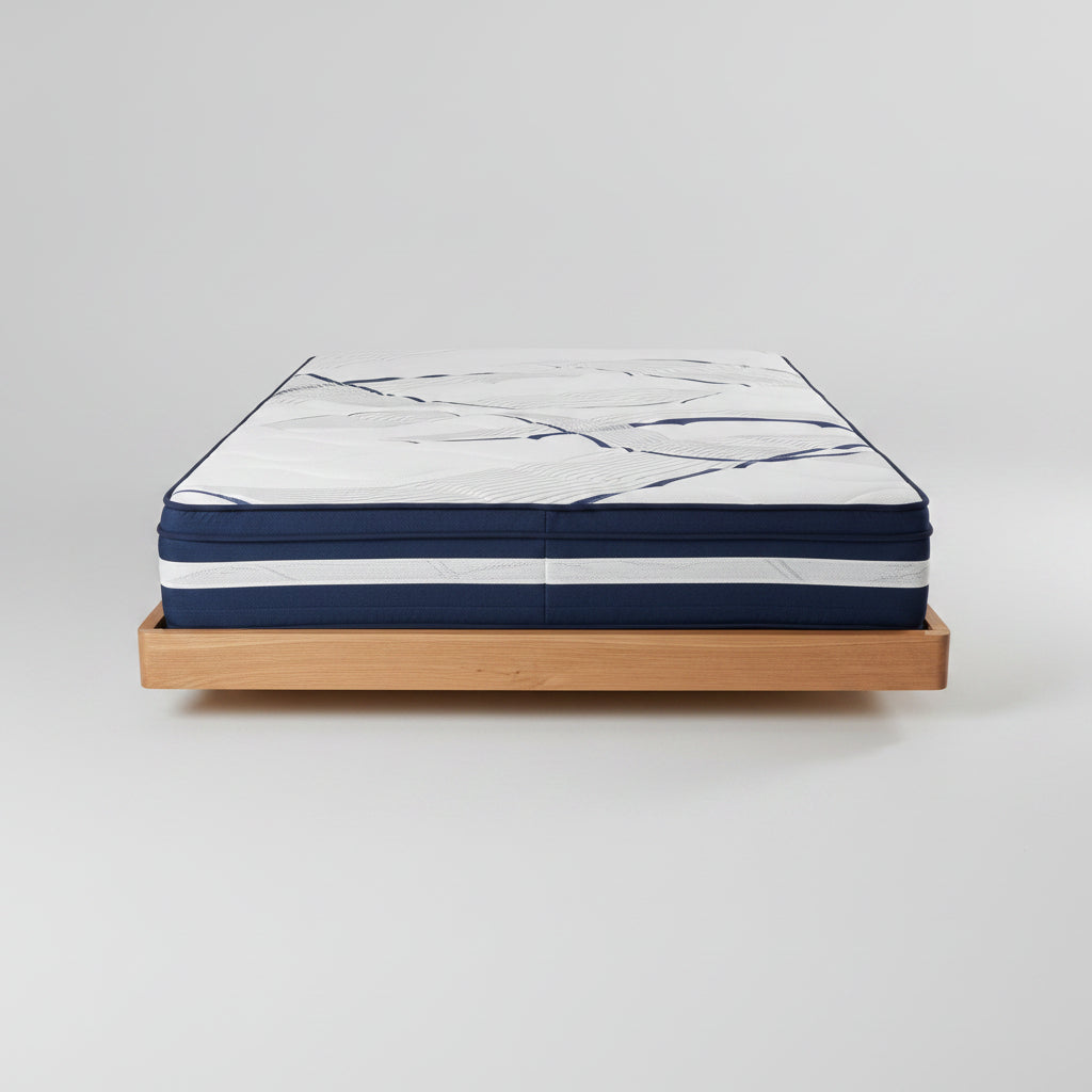 MALANYA SOLID VIC ASH QUEEN SIZE BED WITH CURVED EDGES & FLOATING LEGS + SLEEPRITE ORTHO POSTURE MATTRESS-QUEEN FLOOR STOCK CLEARANCE EOFY SALE