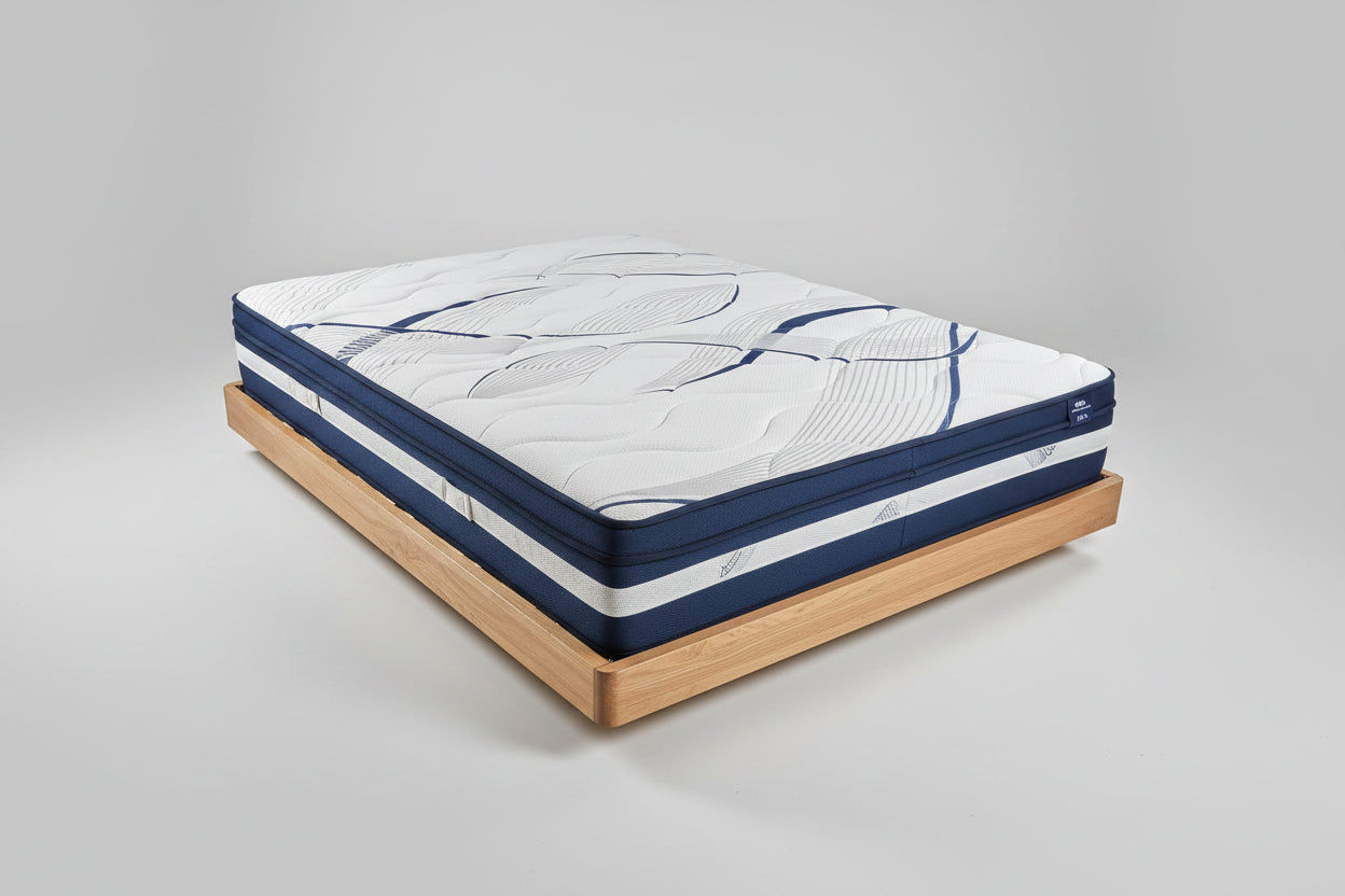 MALANYA SOLID VIC ASH QUEEN SIZE BED WITH CURVED EDGES & FLOATING LEGS + SLEEPRITE ORTHO POSTURE MATTRESS-QUEEN FLOOR STOCK CLEARANCE EOFY SALE