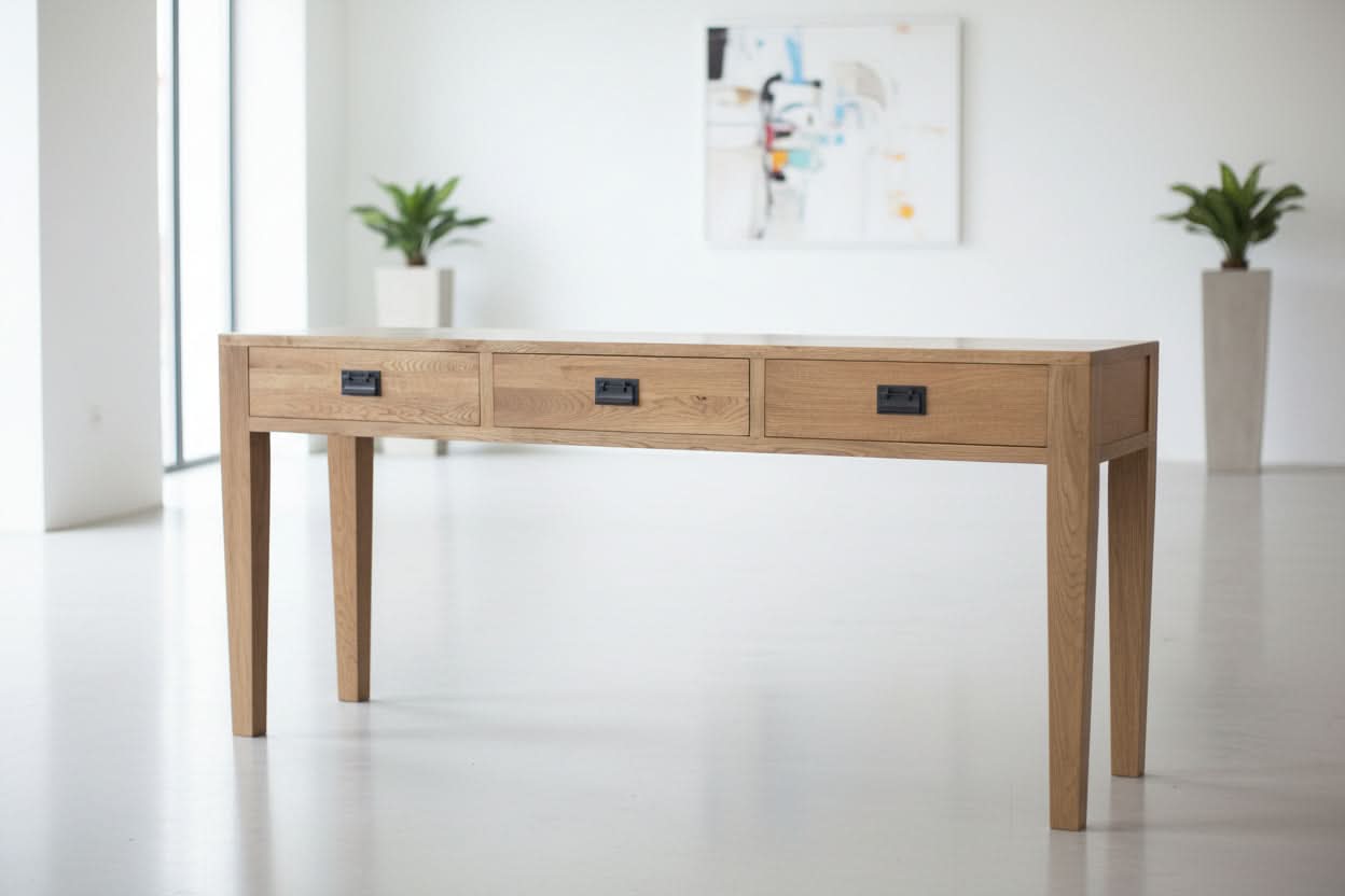 TARA SOLID OAK 3 DRAWERS CONSOLE TABLE - MyChocolateWood