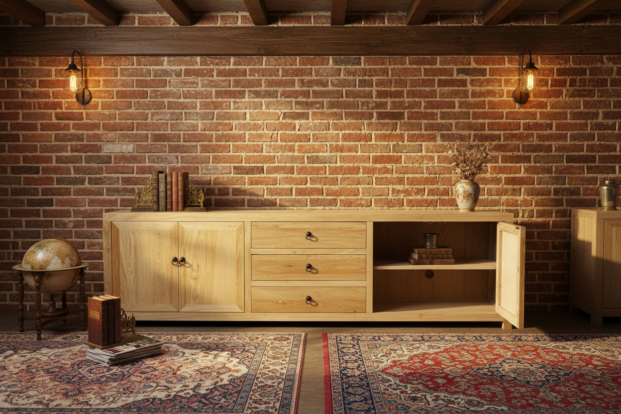 SHULI CHINESE ANTIQUE REPRODUCTION TALL 3 DRAWER 4 DOOR ENTERTAINMENT UNIT IN RECLAIMED ELM - MyChocolateWood