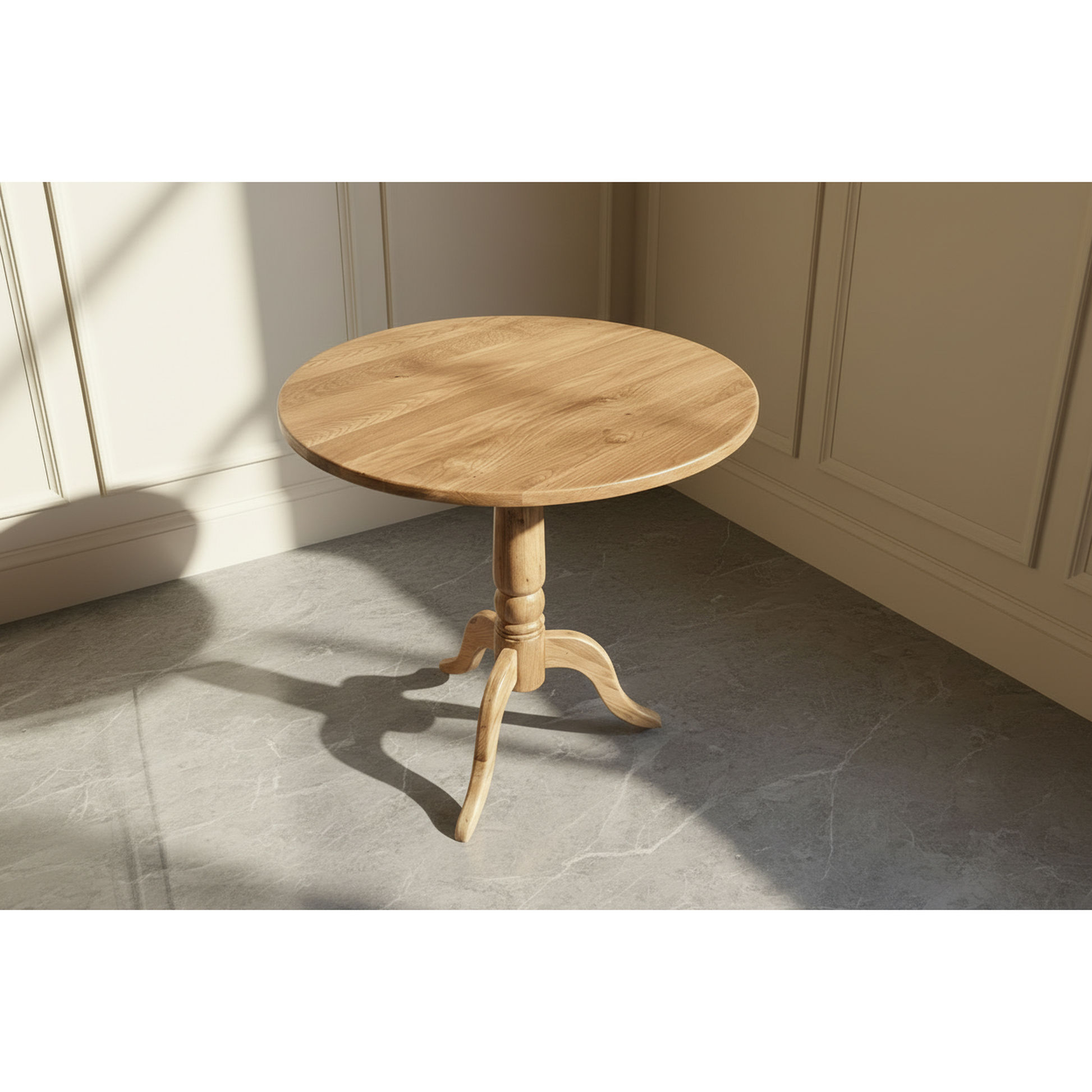Nordic Solid Oak Round Dining Table 75cm + 2 Melrose Dining Chairs - Chocolate Wood