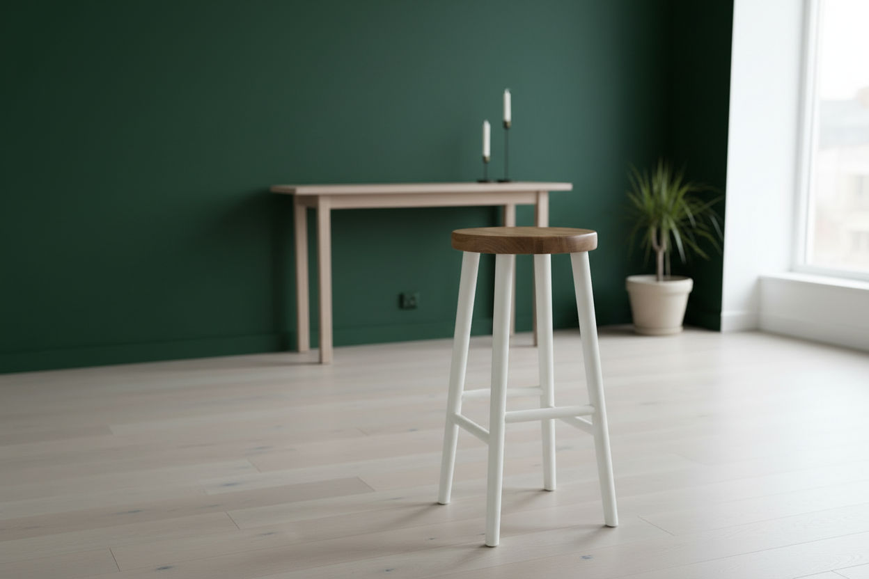 FITAN SOLID OAK STOOL NATURAL TOP/WHITE LEGS HEIGHT 65CM - MyChocolateWood