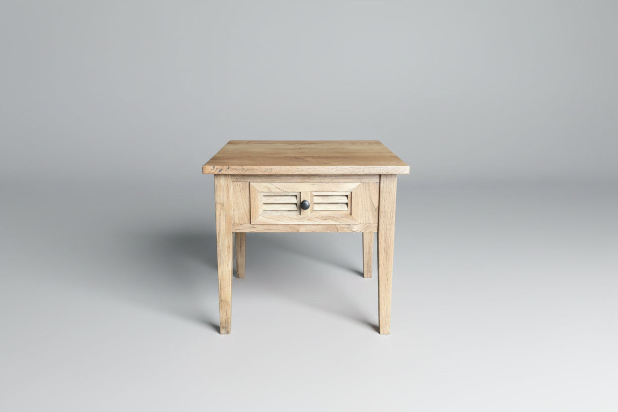 PALM BEACH LAMP TABLE 1 DRAWER LOUVRE STYLE IN SOLID OAK - MyChocolateWood