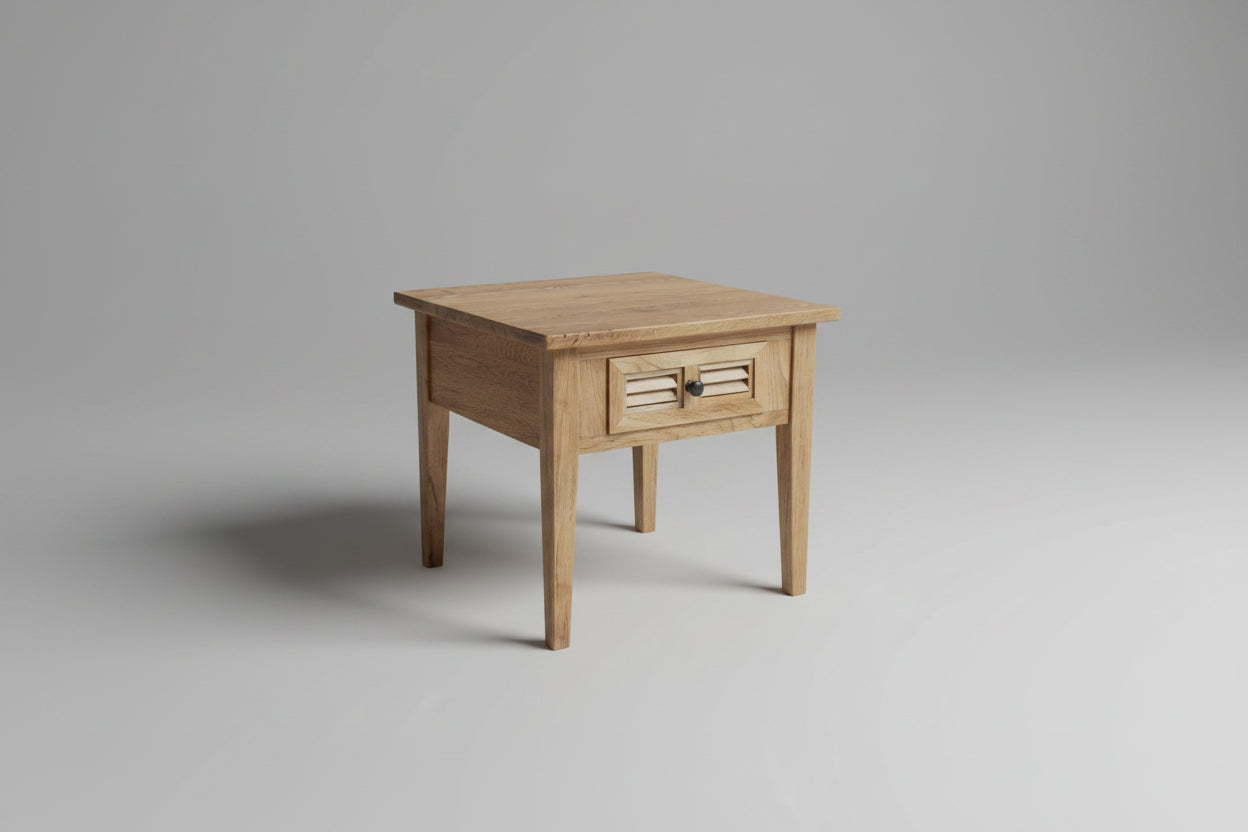 PALM BEACH LAMP TABLE 1 DRAWER LOUVRE STYLE IN SOLID OAK - MyChocolateWood
