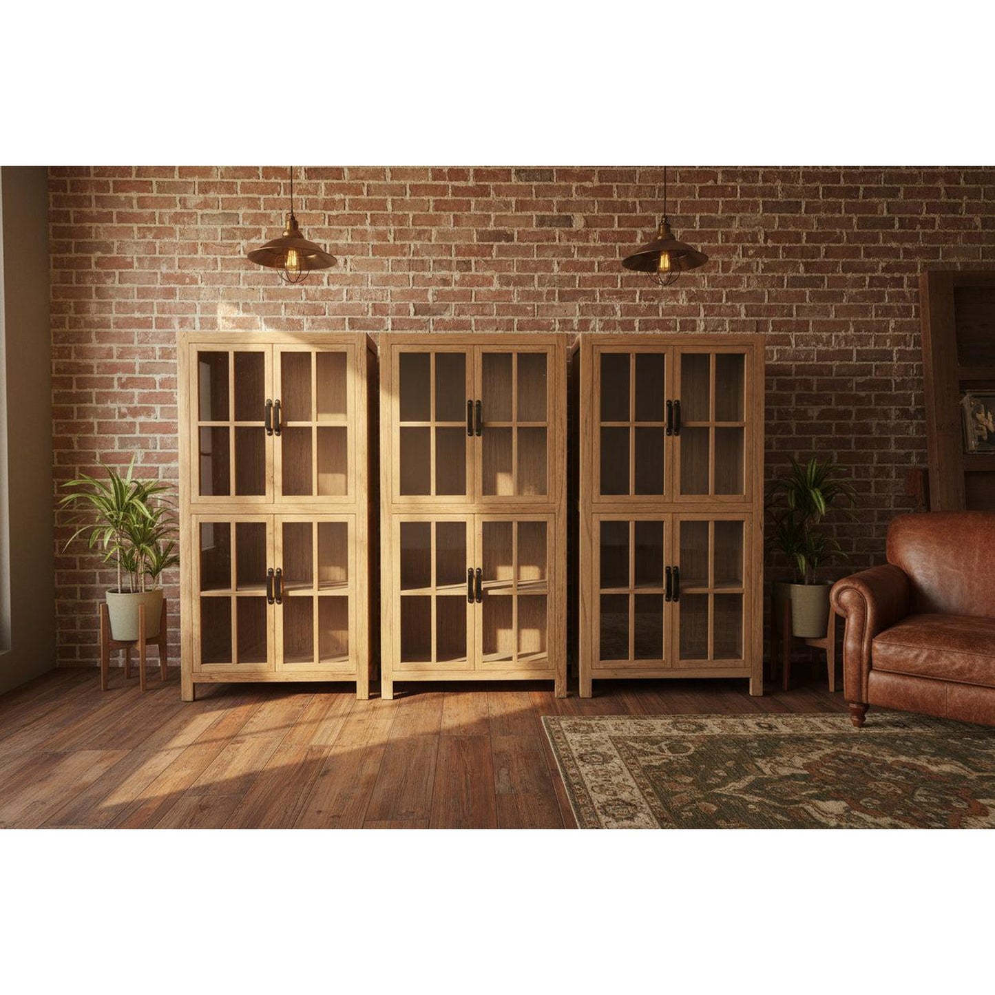 FAIRMONT RECYCLED ELM GLASS CABINET - NATURAL
