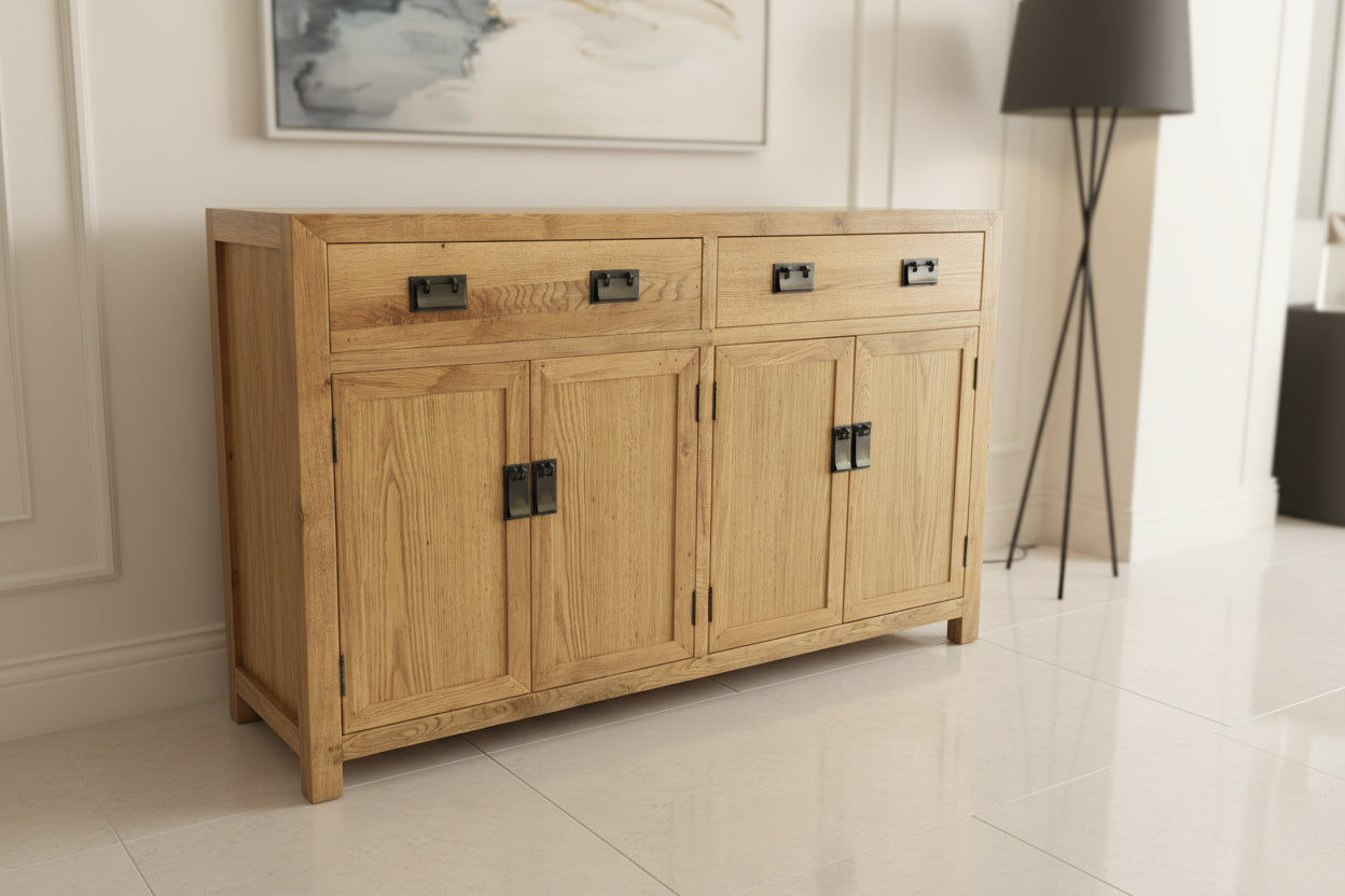 TARA SOLID RUSSIAN OAK BUFFET SIDEBOARD NATURAL 2 DRAWERS 4 DOORS - 2 SIZES - MyChocolateWood