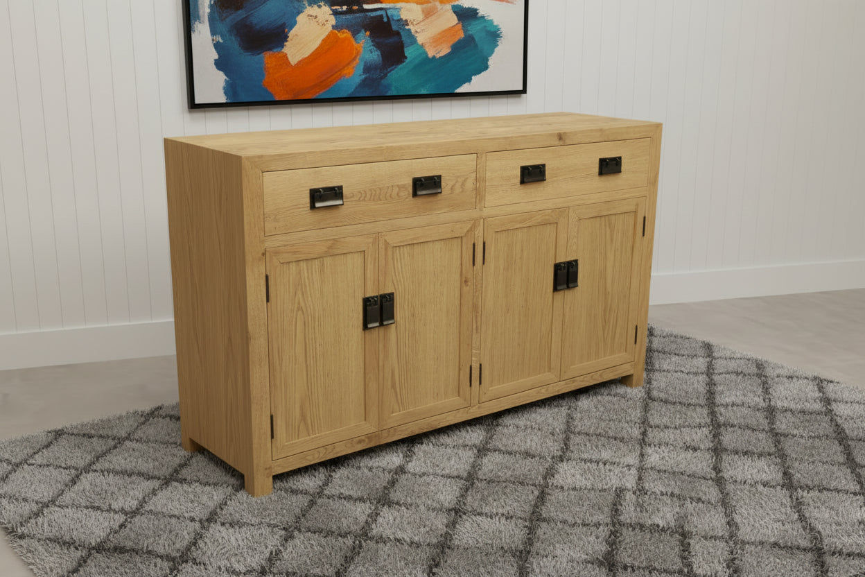 TARA SOLID RUSSIAN OAK BUFFET SIDEBOARD NATURAL 2 DRAWERS 4 DOORS - 2 SIZES - MyChocolateWood