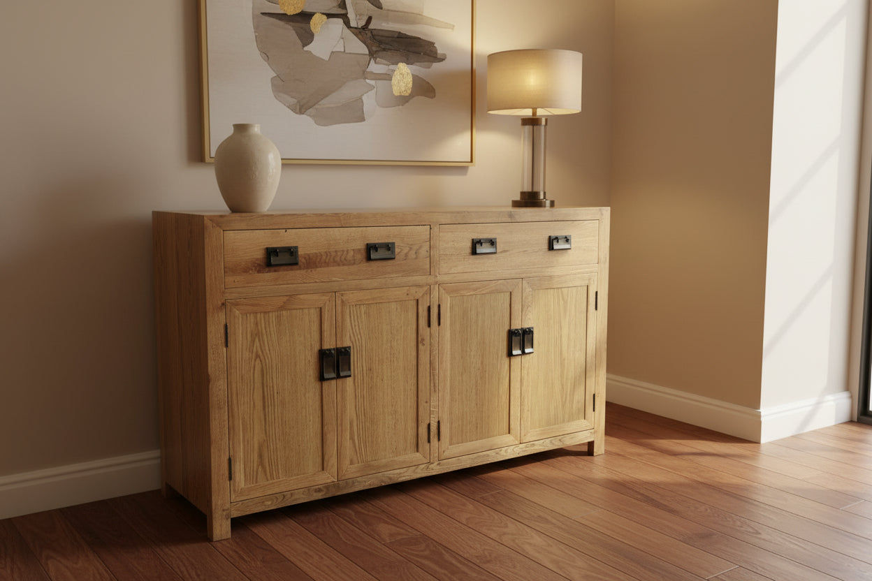 TARA SOLID RUSSIAN OAK BUFFET SIDEBOARD NATURAL 2 DRAWERS 4 DOORS - 2 SIZES - MyChocolateWood