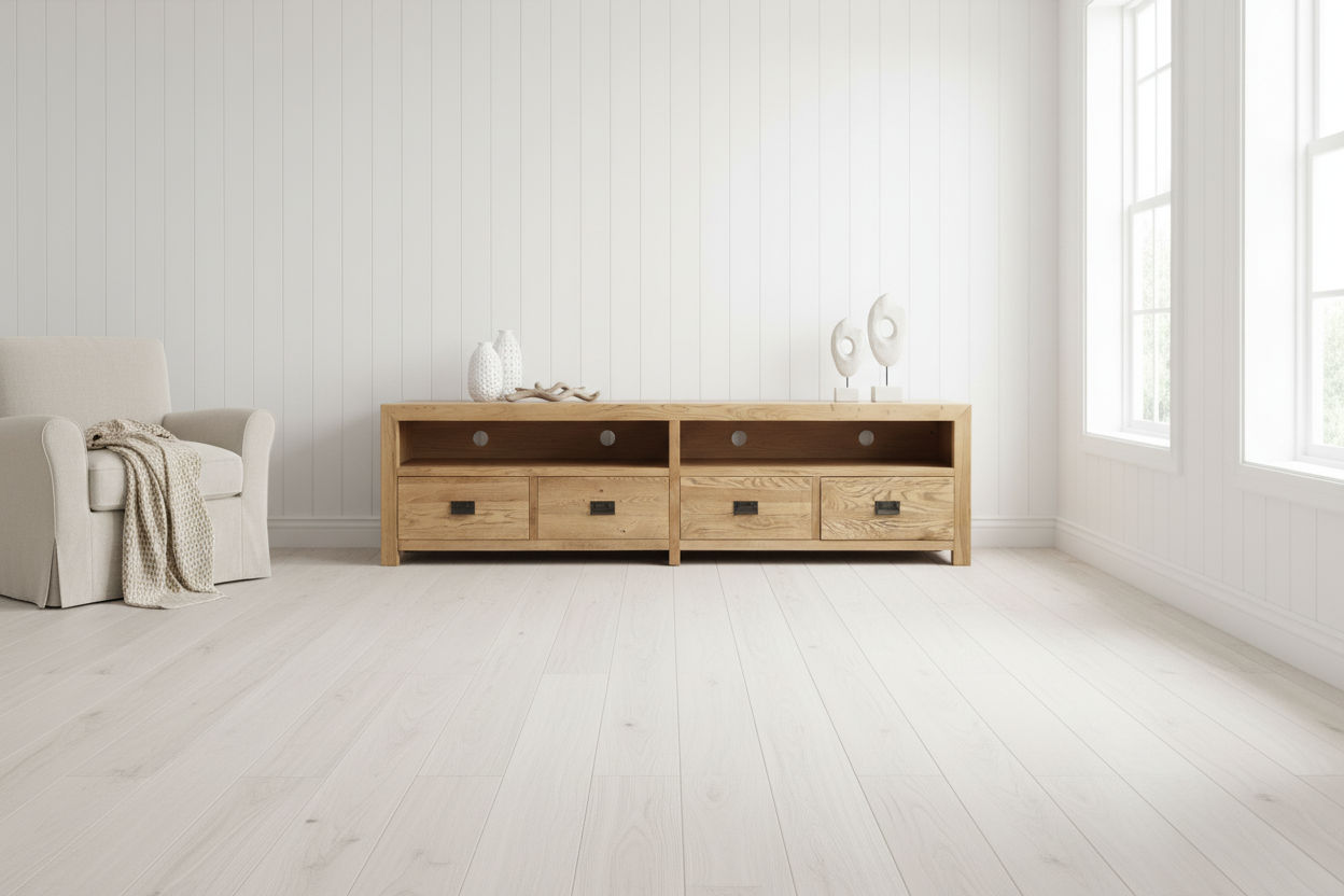 TARA SOLID OAK 4 DRAWERS TV/ENTERTAINMNET UNIT - MyChocolateWood