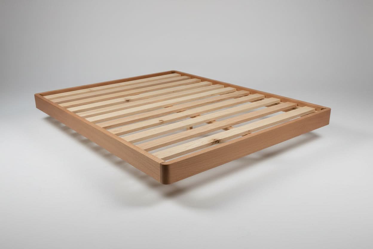 MALANYA SOLID VIC ASH QUEEN BED WITH CURVED EDGES & FLOATING LEGS - MADE TO ORDER - MyChocolateWood