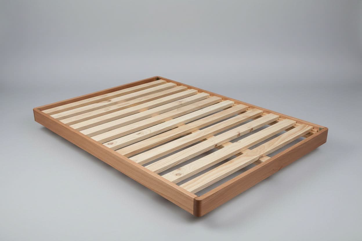 MALANYA SOLID VIC ASH QUEEN BED WITH CURVED EDGES & FLOATING LEGS - MADE TO ORDER - MyChocolateWood