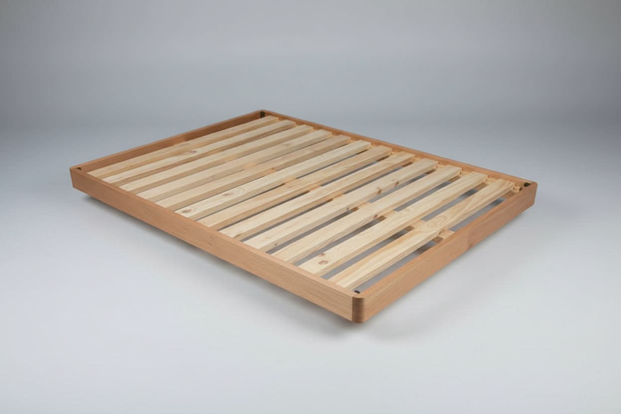 MALANYA SOLID VIC ASH QUEEN BED WITH CURVED EDGES & FLOATING LEGS - MADE TO ORDER - MyChocolateWood