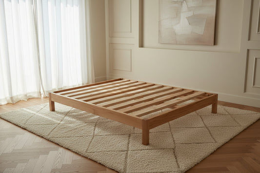 Ferguson Flush Vic Ash King Single Bachelor Bed by MyChocolateWood with clear lacquer finish, showcasing sleek wood design and craftsmanship.