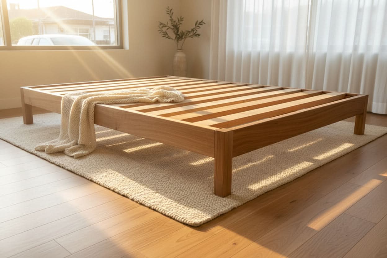 FERGUSON FLUSH SOLID PINE SUPER KING BACHELOR BED MADE TO ORDER CLEAR LACQUER - MyChocolateWood