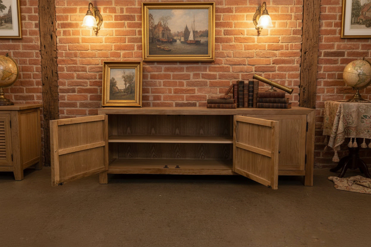 MAGNOLIUS  SOLID OAK RUSTIC TV UNIT 160CM - MyChocolateWood